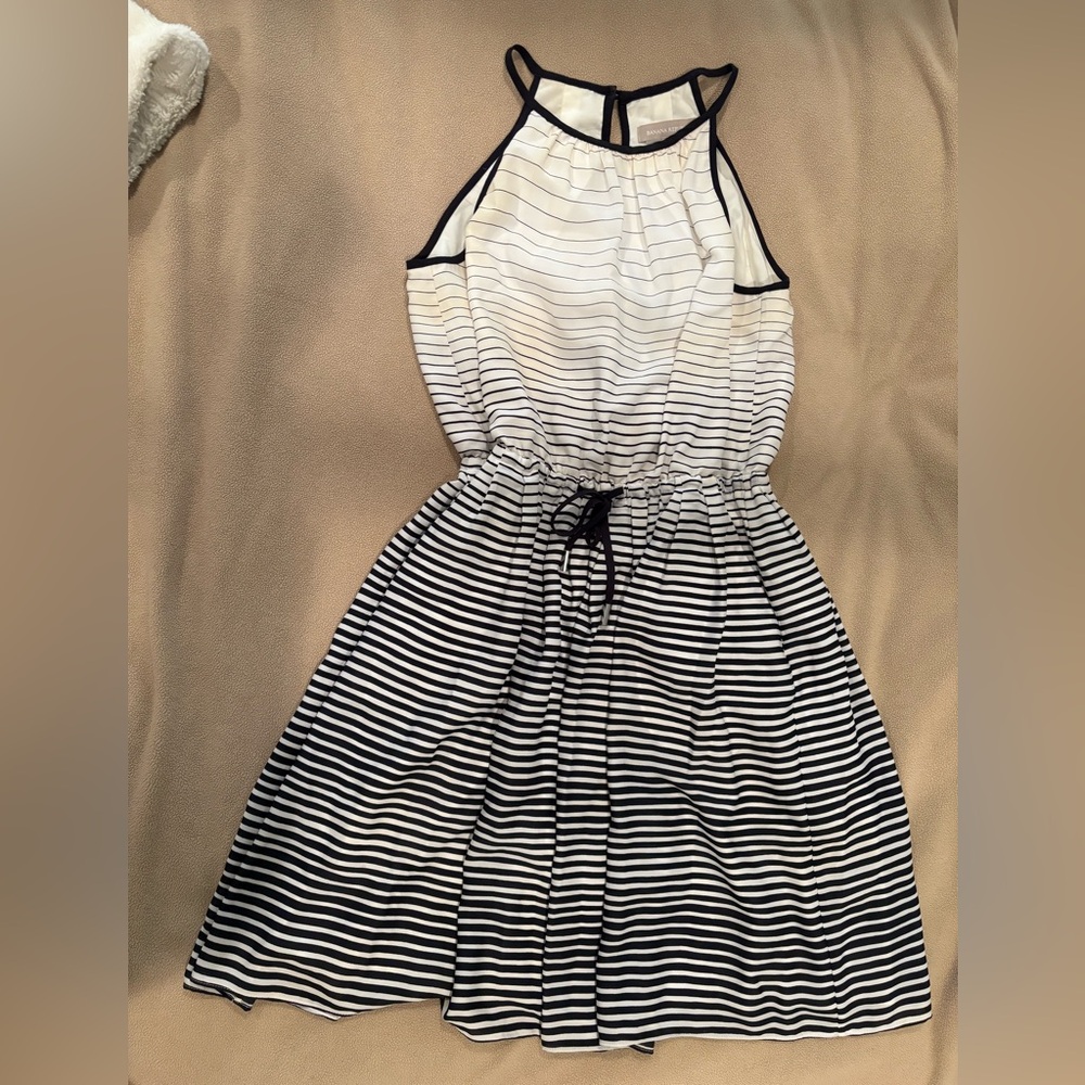 Banana Republic Navy Blue and White Striped Dress, Size 4, Like New